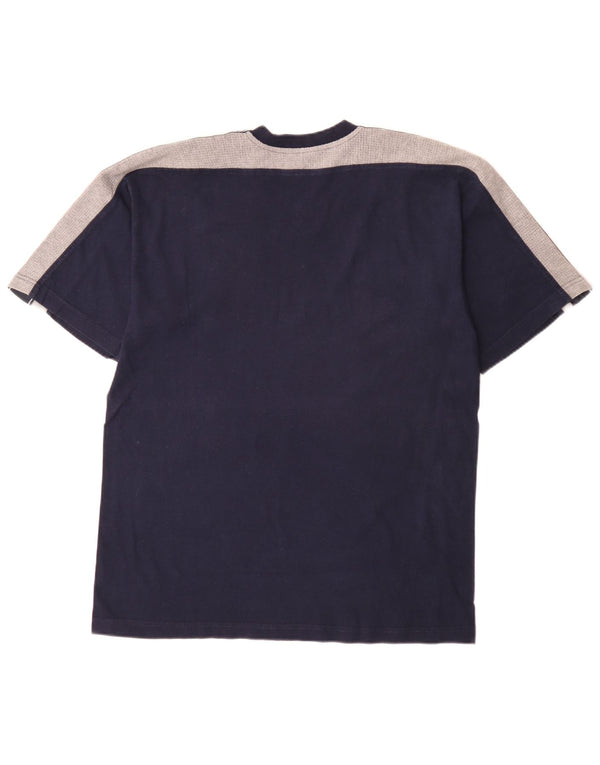 Champion Mens Graphic T-Shirt Top Large Navy Blue Colourblock Cotton