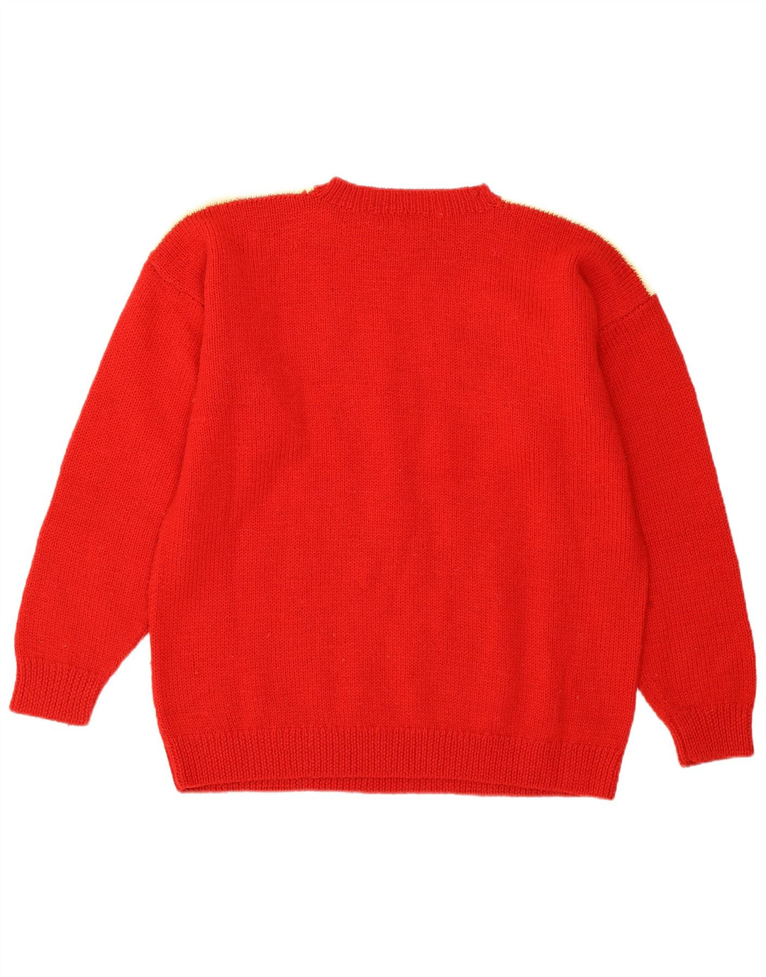 Maglione maglione girocollo da donna vintage UK 16 grande rosso Fair Isle