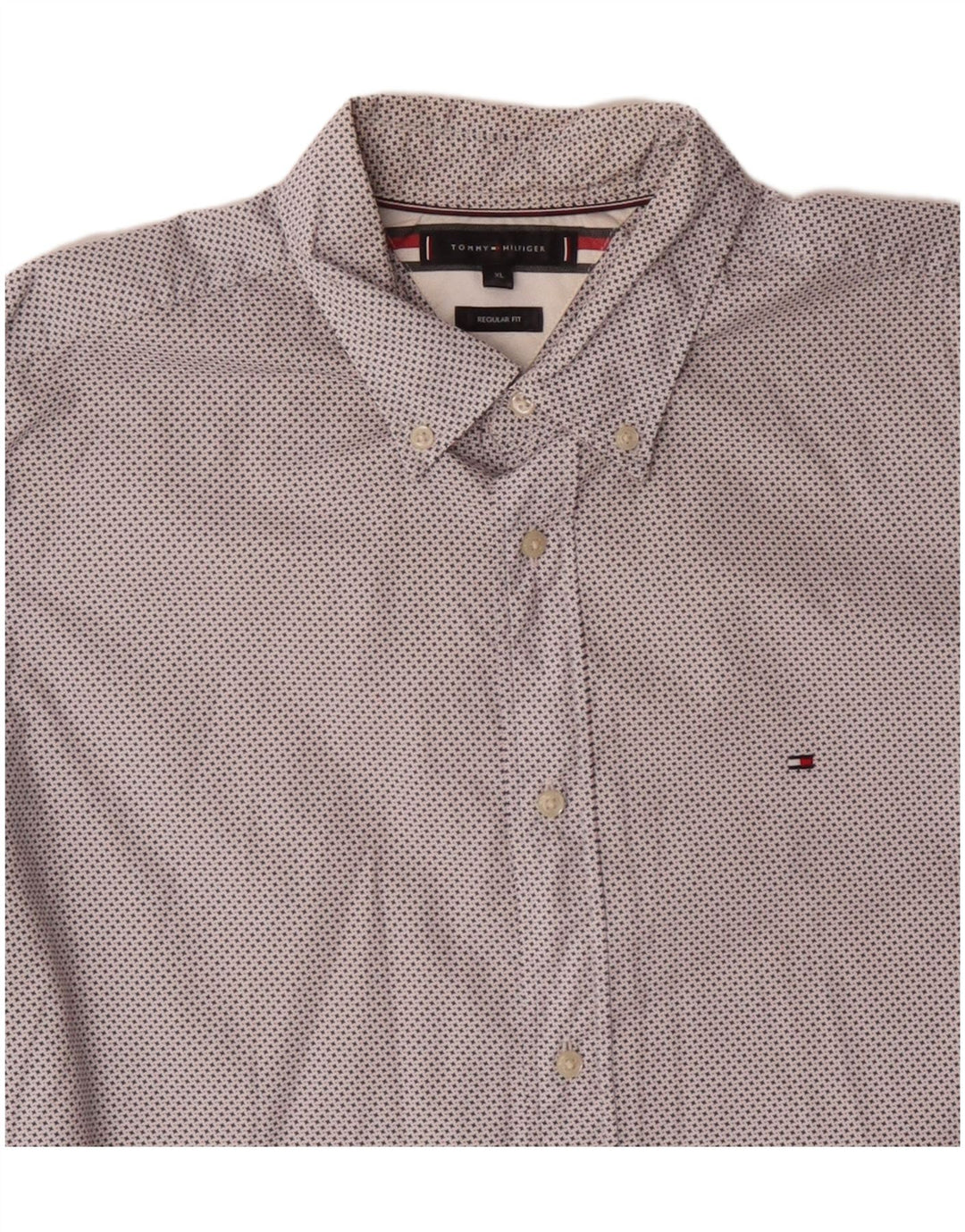 TOMMY HILFIGER Camicia da uomo vestibilità regolare XL cotone maculato bianco
