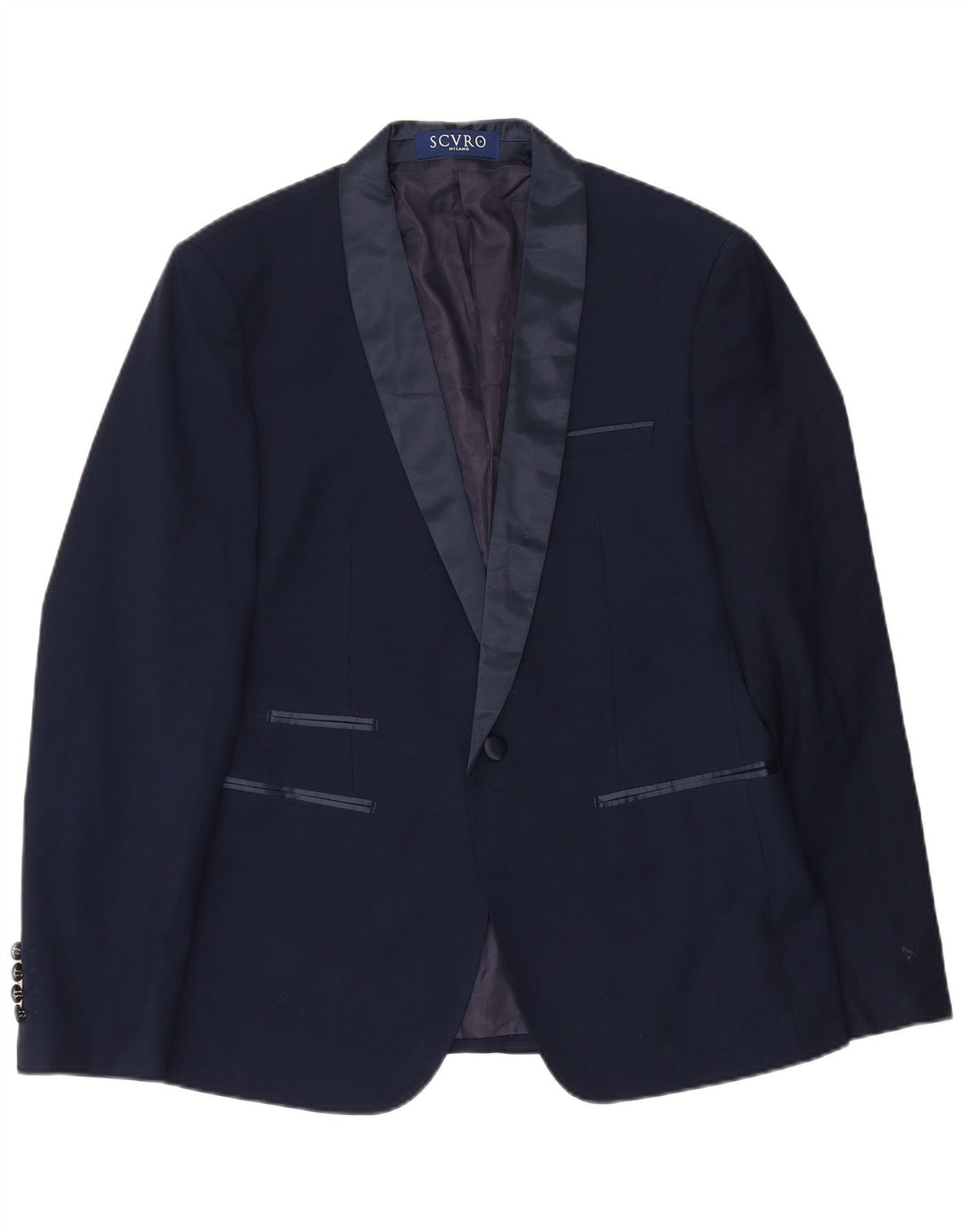 Giacca blazer vintage da uomo a 1 bottone IT 52 XL poliestere blu navy
