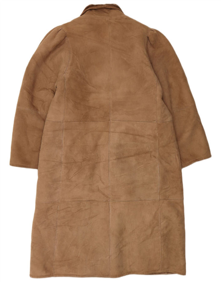 Cappotto in shearling vintage da donna UK 16 grande beige