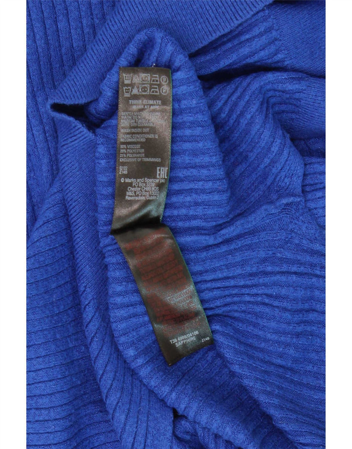 Maglione da donna Marks & Spencer con zip e collo UK 10 piccolo in viscosa blu