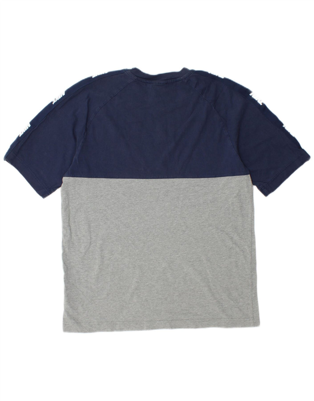 NIKE Mens Graphic T-Shirt Top Medium Navy Blue Colourblock Cotton