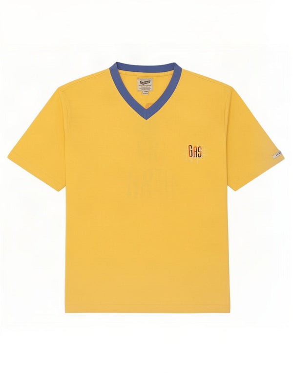 T-shirt grafica da uomo Gas Top grande in cotone giallo