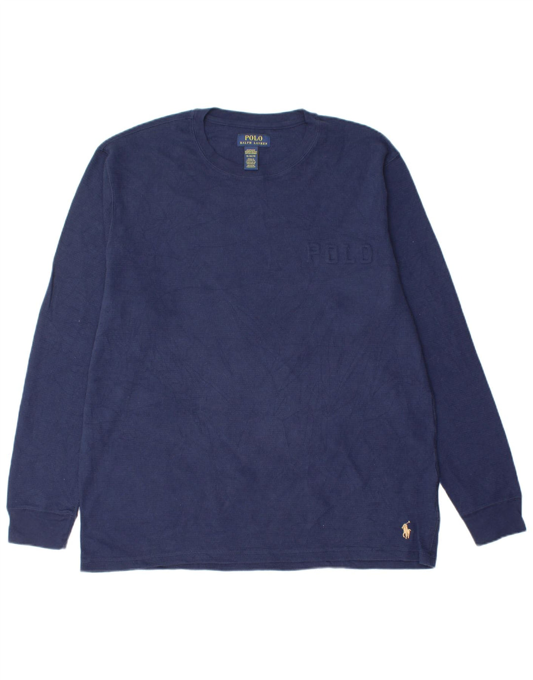 POLO RALPH LAUREN Top da uomo manica lunga XL blu navy in cotone