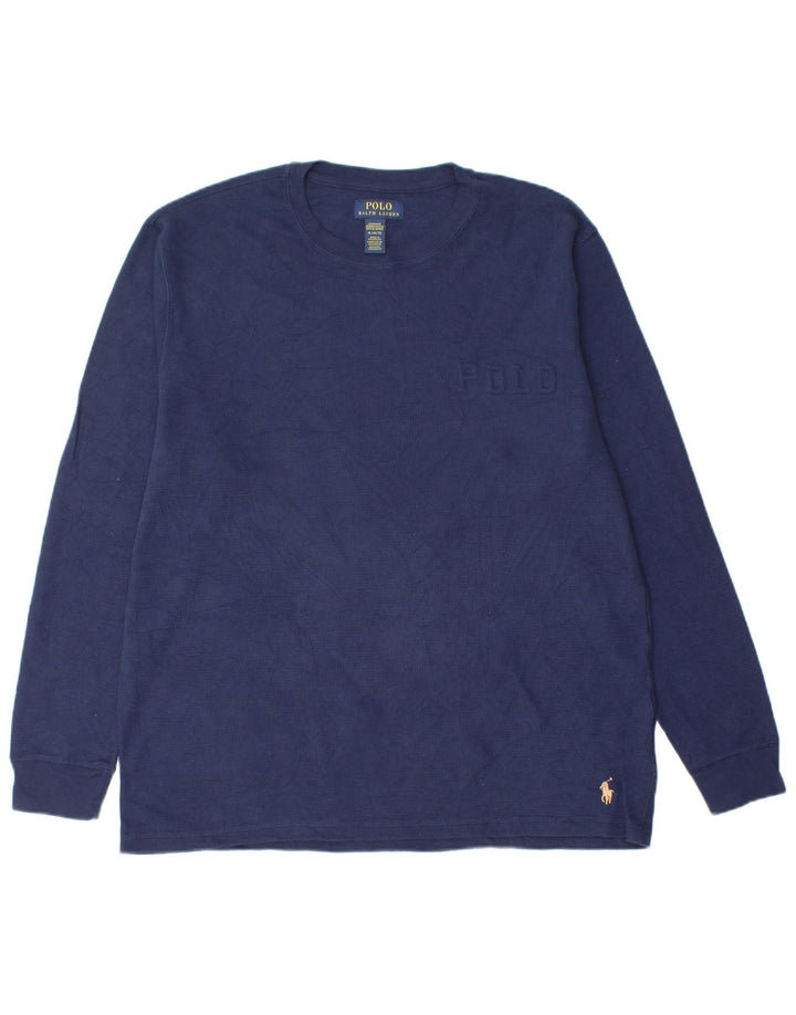 POLO RALPH LAUREN Top da uomo manica lunga XL blu navy in cotone
