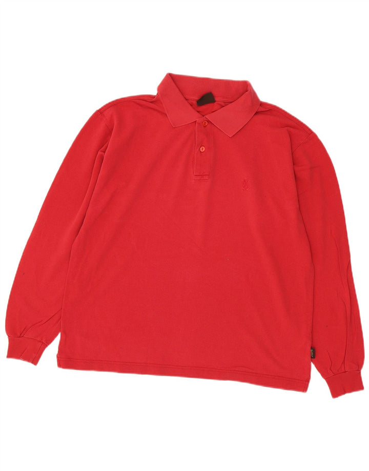 Polo da uomo a maniche lunghe Rifle in cotone rosso medio