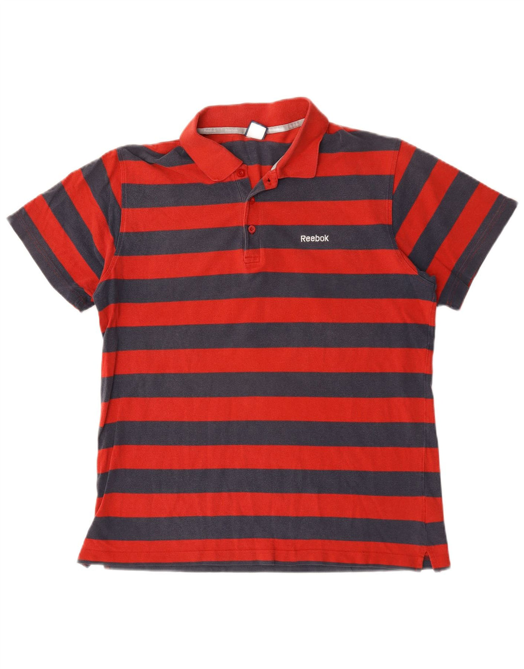 Polo Reebok da uomo in cotone a righe grandi rosse