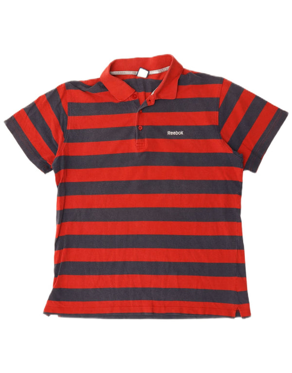 Polo Reebok da uomo in cotone a righe grandi rosse