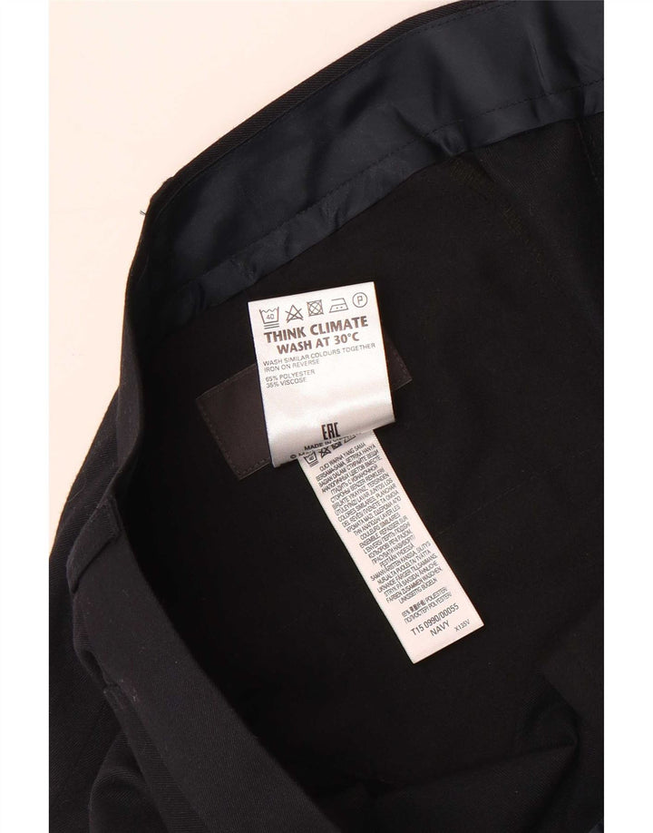 Pantaloni da abito dritti regolari da uomo Marks & Spencer W42 L29 Blu Navy