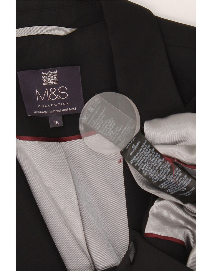 Giacca blazer a 1 bottone Marks & Spencer da donna UK 16 grande lana vergine nera