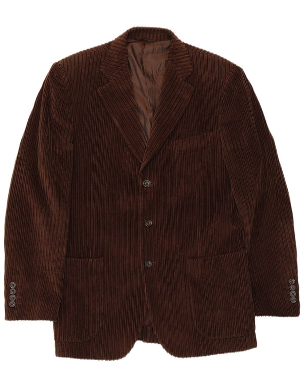 Giacca blazer vintage da uomo in velluto a coste a 3 bottoni IT 50 grande in cotone marrone