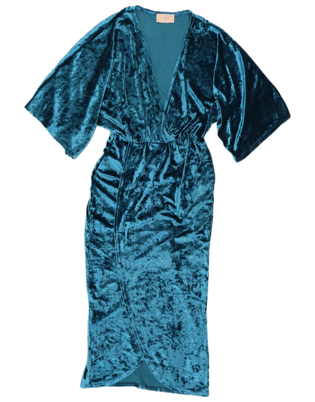 CLUB L LONDON Abito lungo a pipistrello da donna UK 10 piccolo poliestere blu