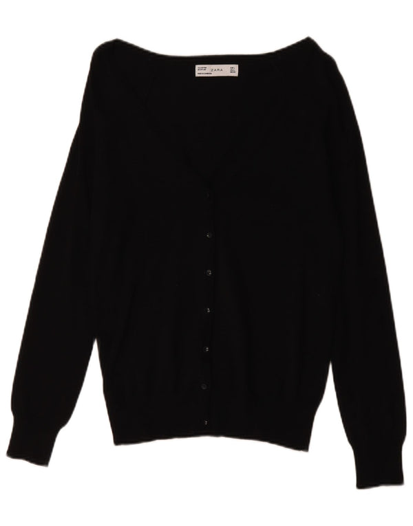 Maglione cardigan da donna Zara UK 14 grande cotone nero