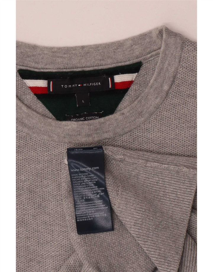 Maglione maglione girocollo da uomo Tommy Hilfiger grande cotone grigio
