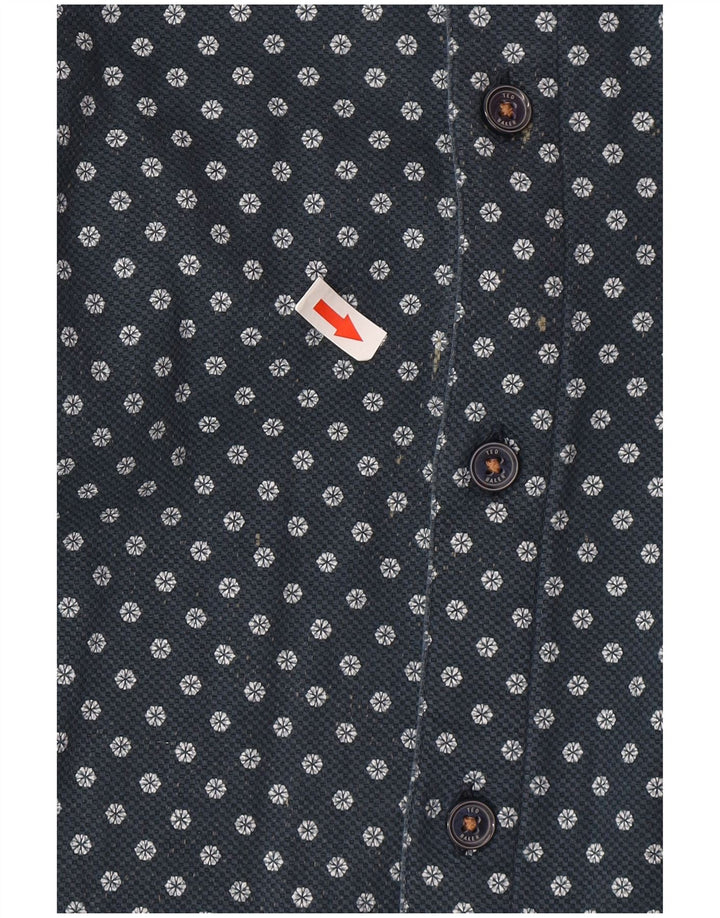 Camicia da uomo Ted Baker taglia 3 cotone floreale medio blu navy