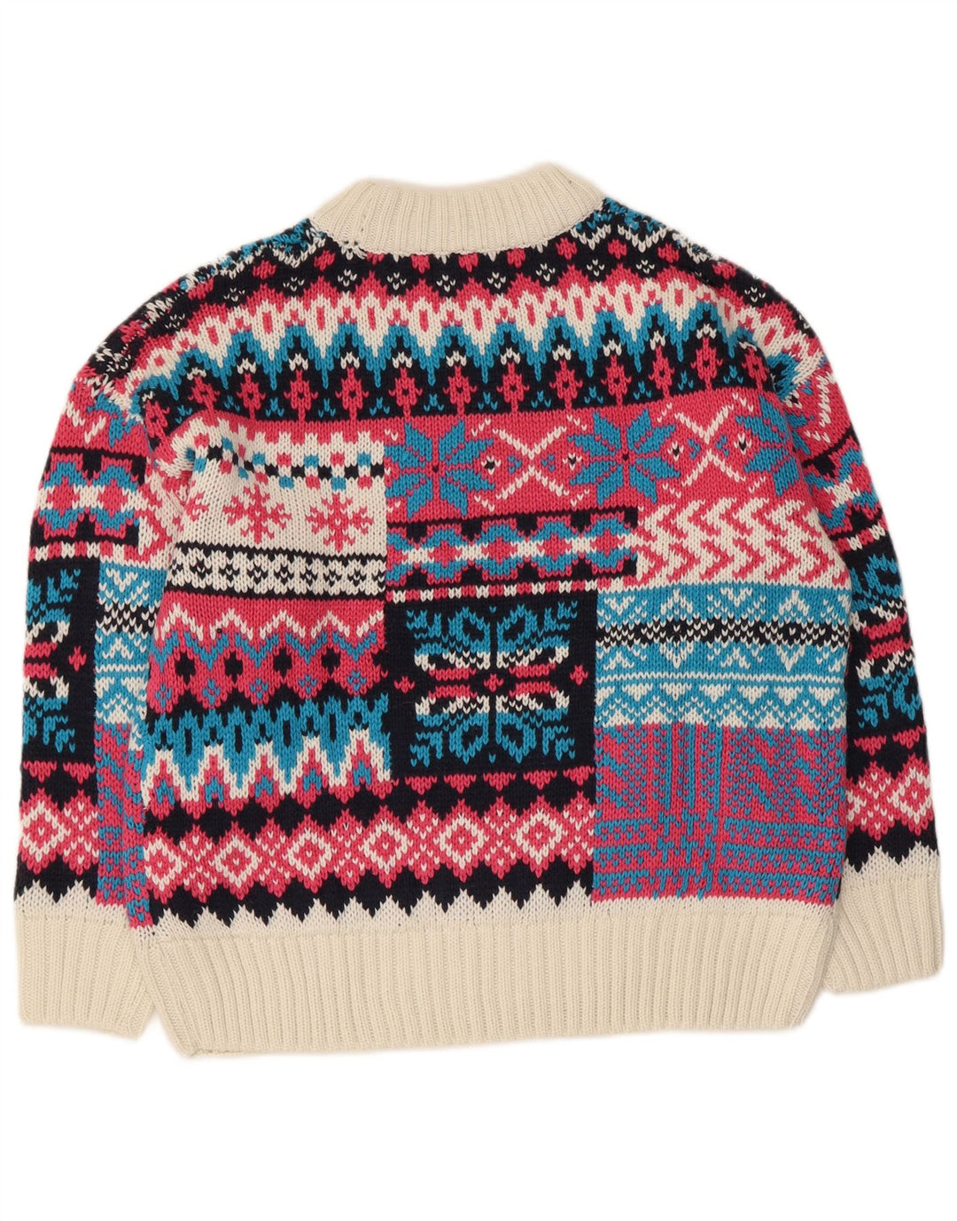 Maglione maglione da donna con collo alto Piombo UK 16 grande multicolore