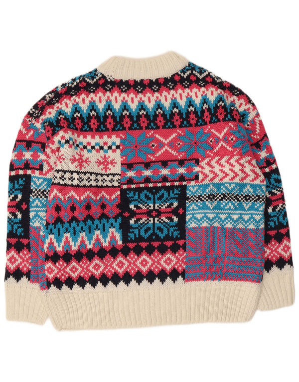Maglione maglione da donna con collo alto Piombo UK 16 grande multicolore