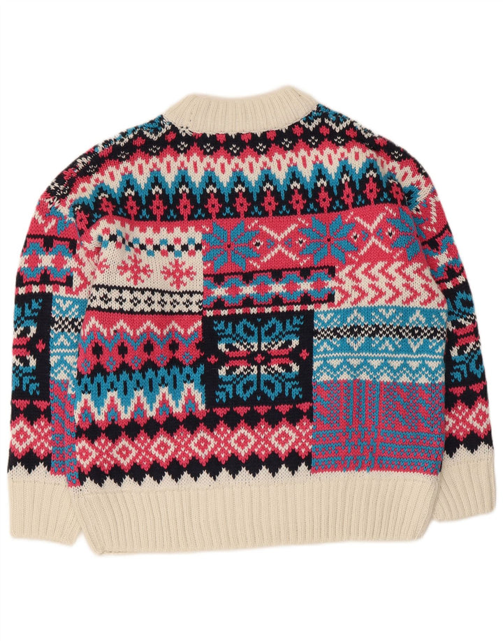 Maglione maglione da donna con collo alto Piombo UK 16 grande multicolore