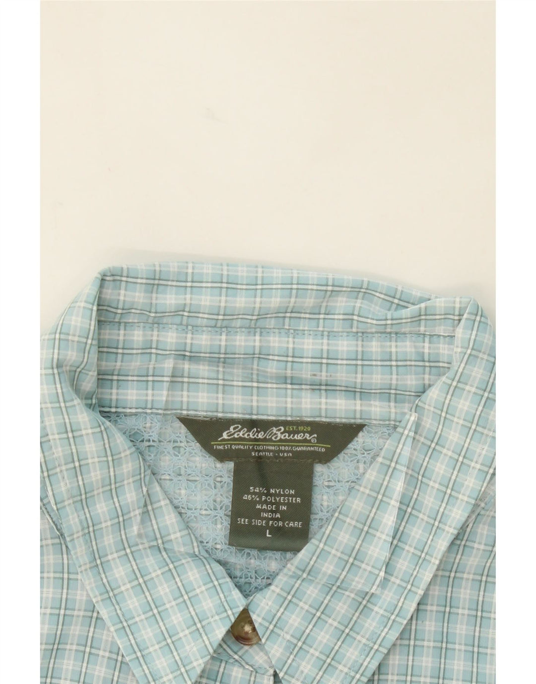 EDDIE BAUER Womens Shirt UK 16 Large Blue Check Nylon Vintage Eddie Bauer and Second-Hand Eddie Bauer from Messina Hembry 