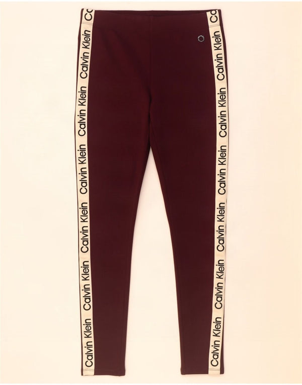 Leggings grafici da donna Calvin Klein UK 4 XS Maroon Colourblock Rayon