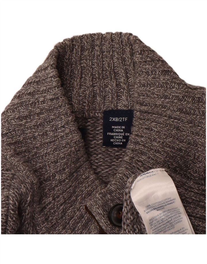 Maglione da uomo Chaps con collo a bottoni grandi 2XL Cotone chiazzato grigio