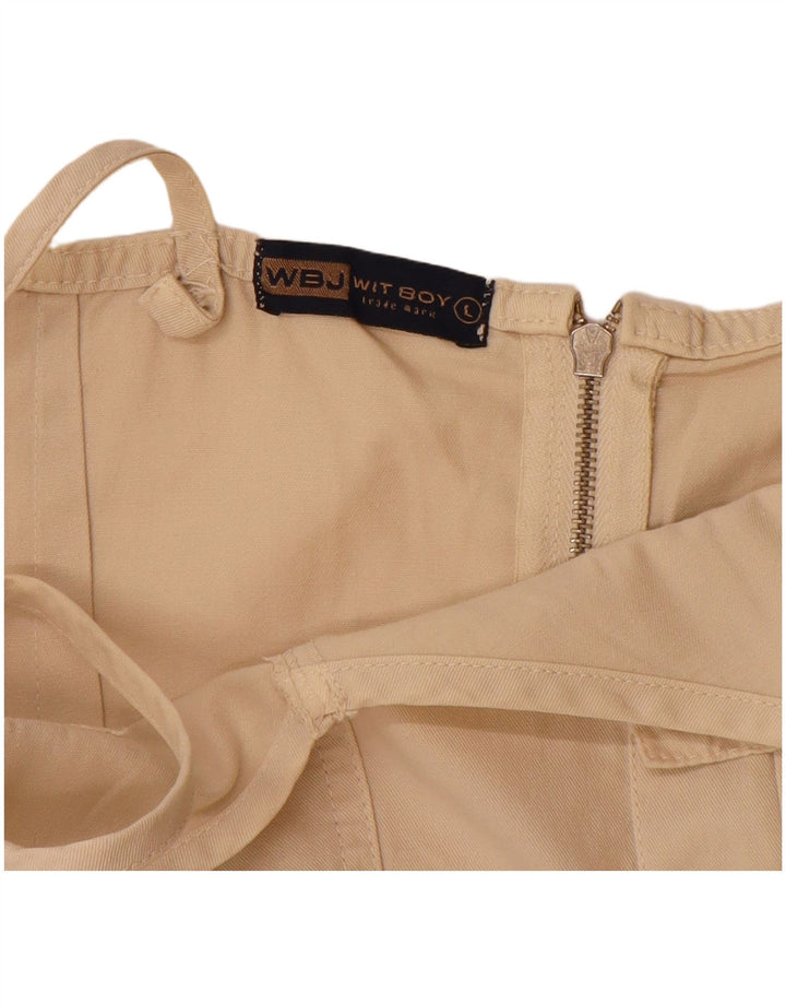 WIT BOY Abito sottoveste da donna UK 14 Grande cotone beige