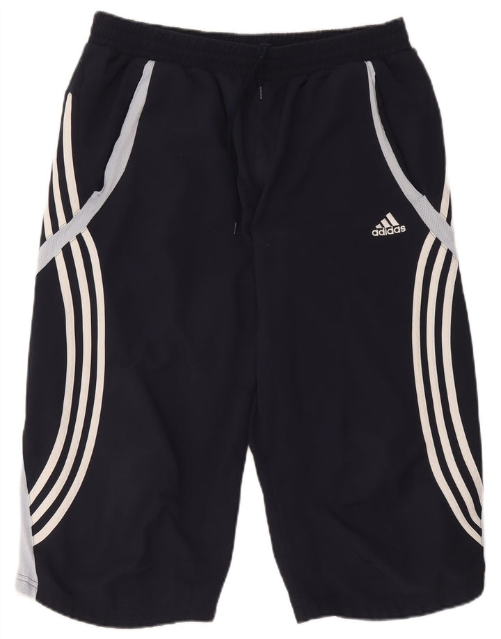 Pantaloncini sportivi da uomo Adidas Bermuda grandi in poliestere color block blu navy