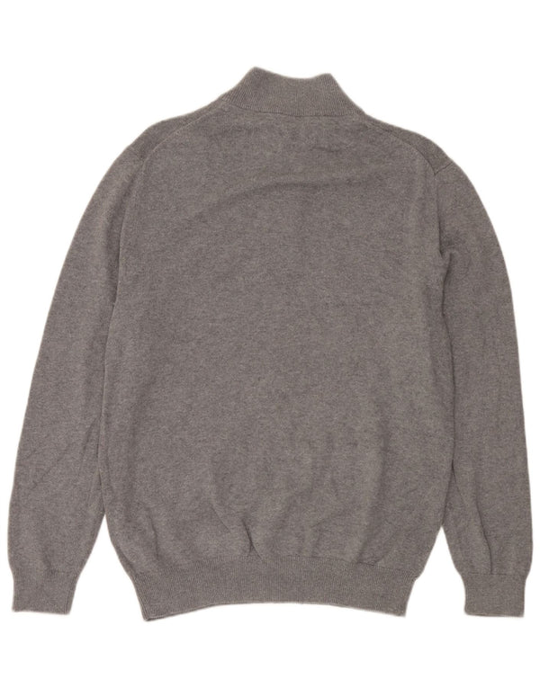 Crew Clothing Maglione da uomo con collo con zip, grande cotone chiazzato grigio