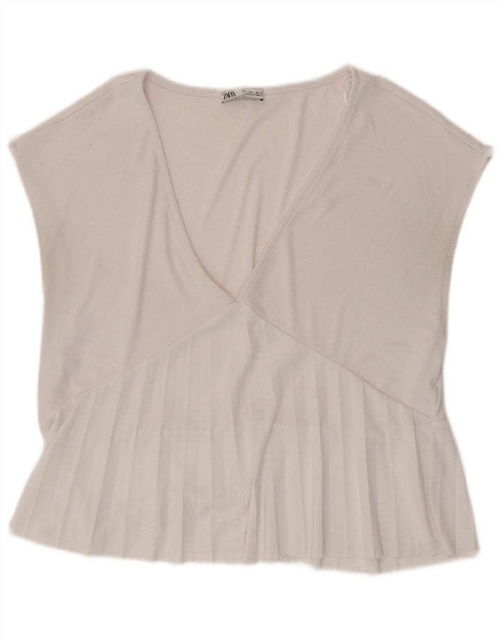 Camicetta da donna Zara Top UK 16 grande poliestere bianco