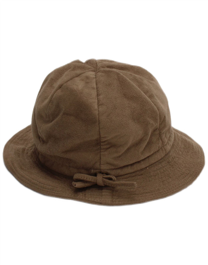 Cappello da pescatore vintage da donna in finta pelle scamosciata, taglia unica, in poliestere beige