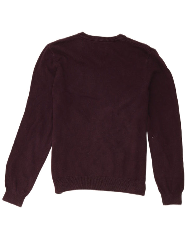 Maglione con scollo a V da donna Marks & Spencer UK 14 Cotone bordeaux medio