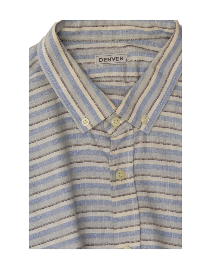 DENVER Mens Shirt Large Blue Striped Vintage Denver and Second-Hand Denver from Messina Hembry 