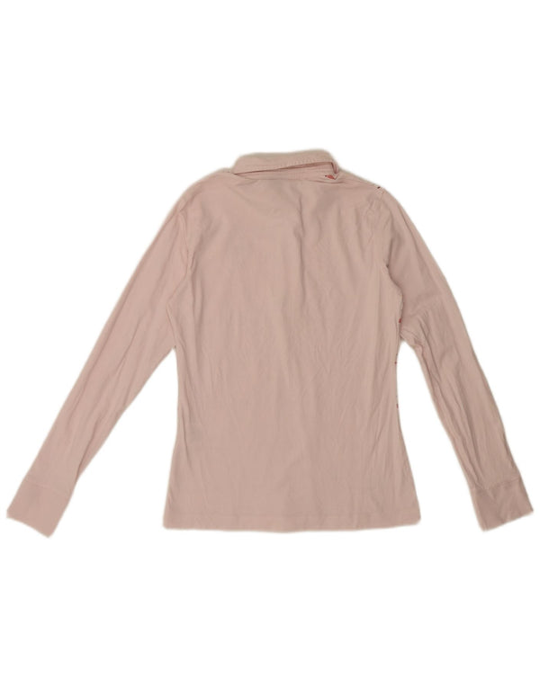 Polo Diadora da donna a maniche lunghe UK 12 in cotone a quadri rosa medio