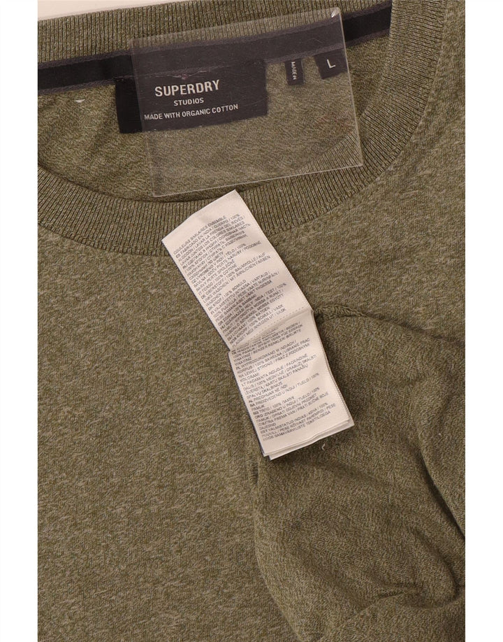 T-shirt da uomo Superdry Top Large in cotone chiazzato kaki
