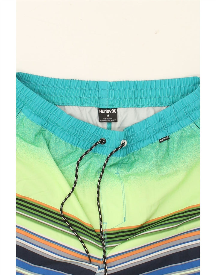 HURLEY Mens Swimming Shorts Medium Multicoloured Striped Polyester Vintage Hurley and Second-Hand Hurley from Messina Hembry 