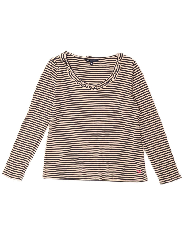 Crew Clothing Top da donna a maniche lunghe UK 8 piccolo cotone a righe bianche