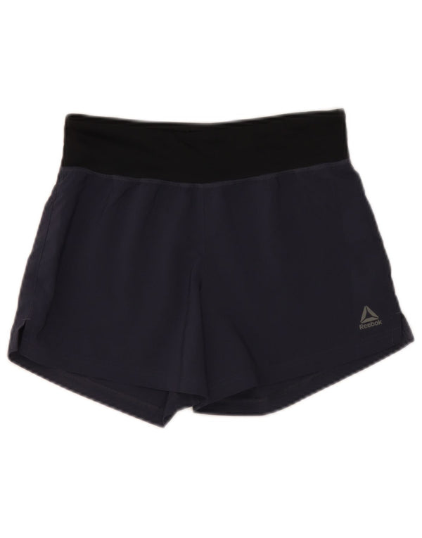 Pantaloncini sportivi Reebok da donna UK 4/6 XS Blu Navy Colourblock Poliestere