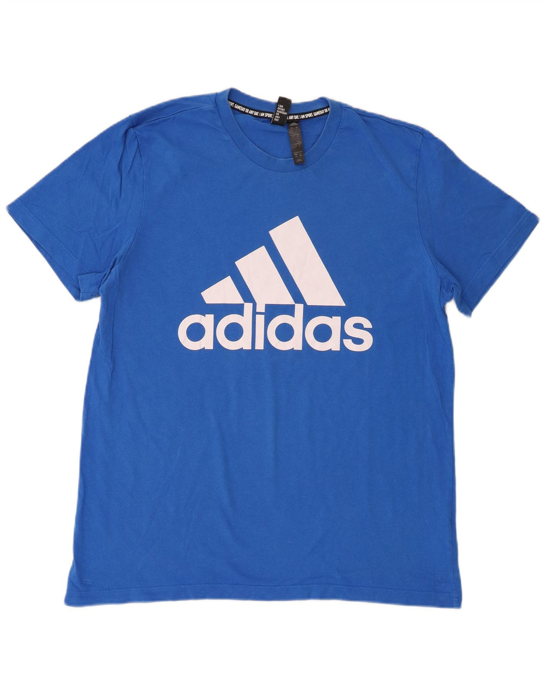 T-shirt grafica da uomo Adidas Top grande in cotone blu