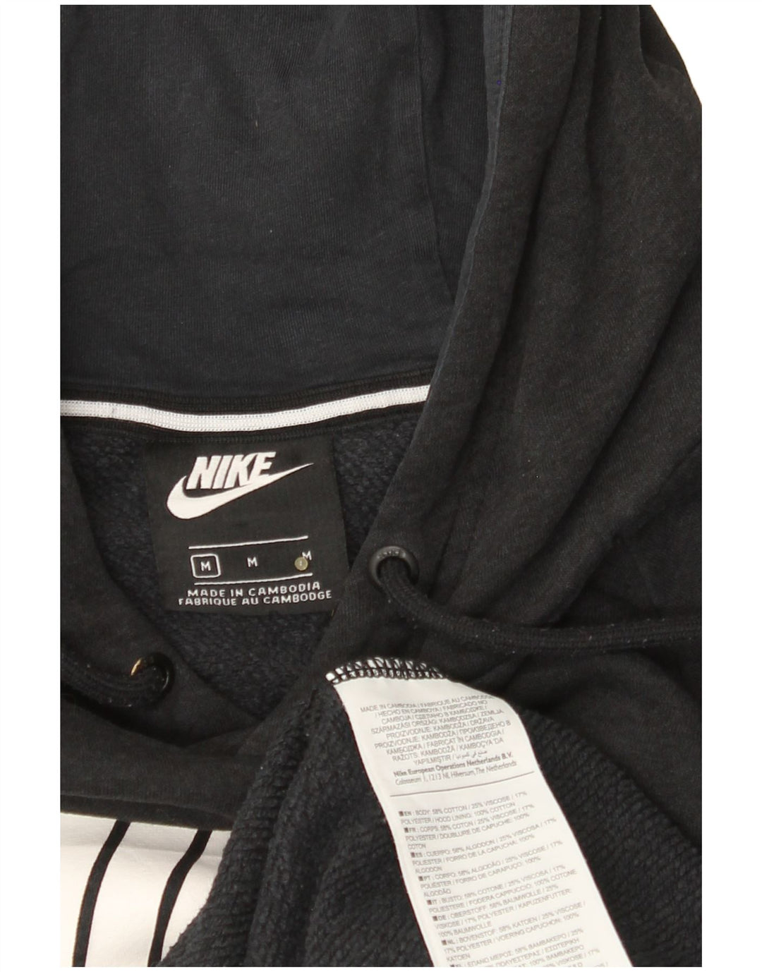 Felpa con cappuccio grafica da uomo NIKE, cotone nero medio