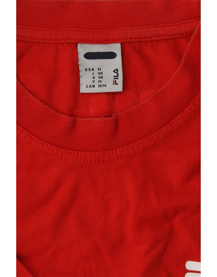 FILA Mens Graphic T-Shirt Top Medium Red Cotton Vintage Fila and Second-Hand Fila from Messina Hembry 