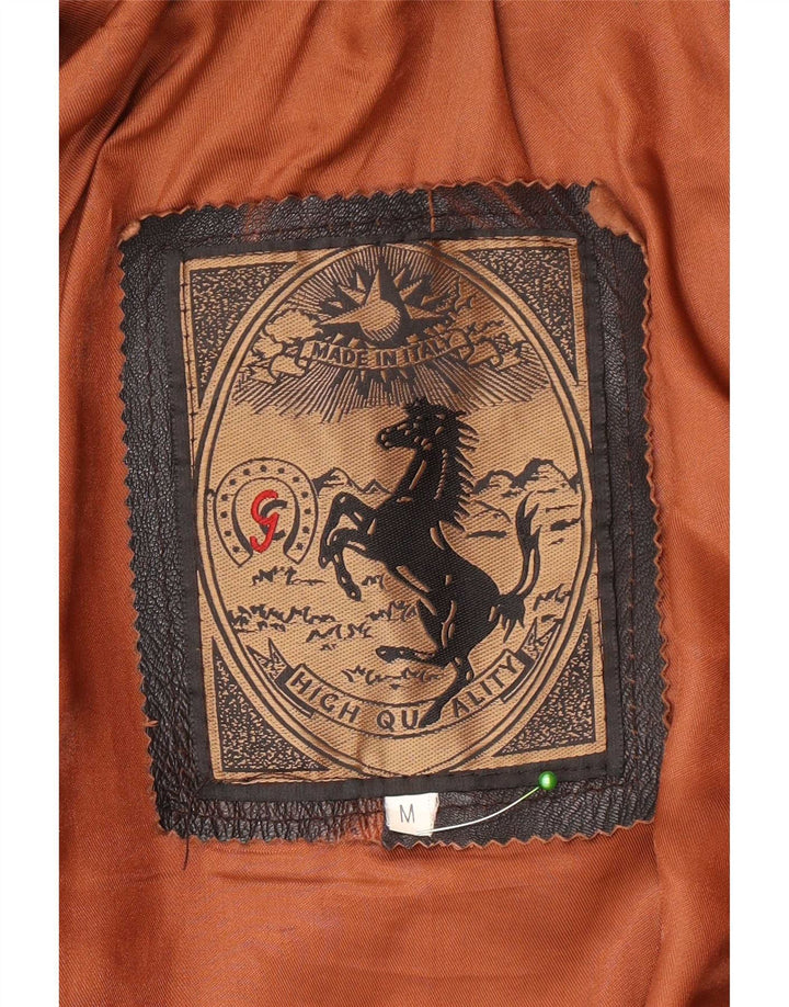 Giacca in pelle vintage da donna UK 14 media nera