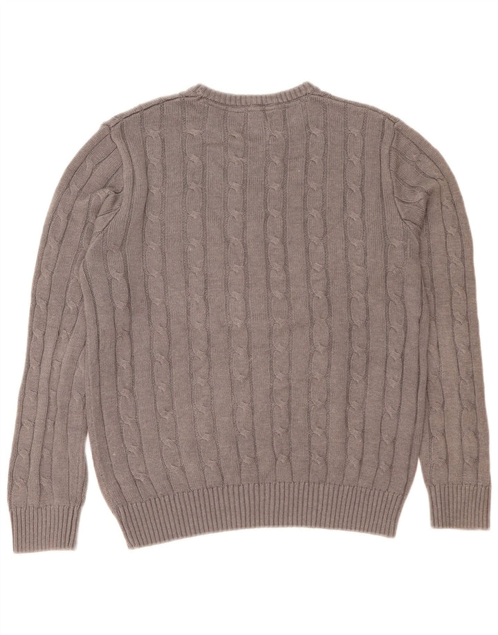 Crew Clothing Maglione da uomo con scollo a barca in cotone grigio medio