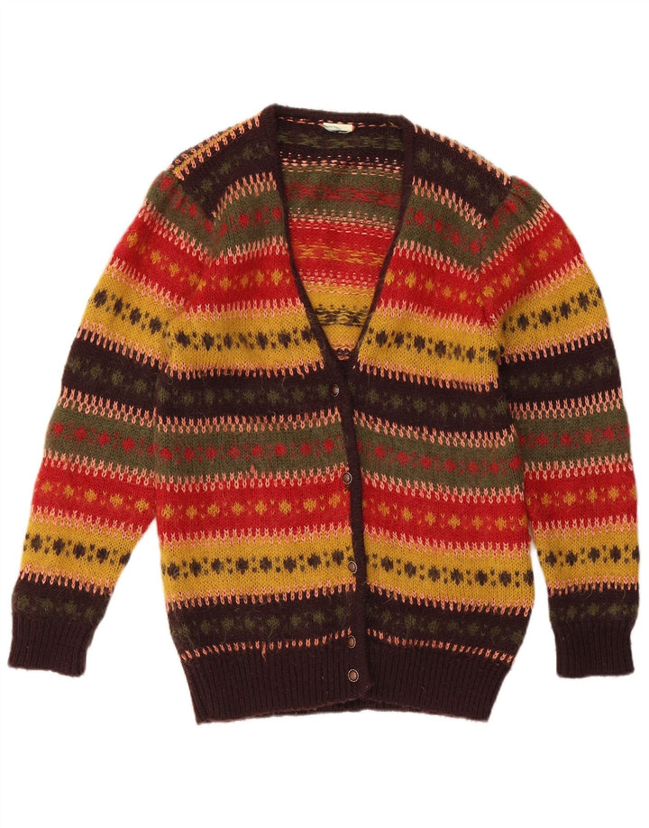 Maglione cardigan da donna VINTAGE UK 14 grandi righe multicolori