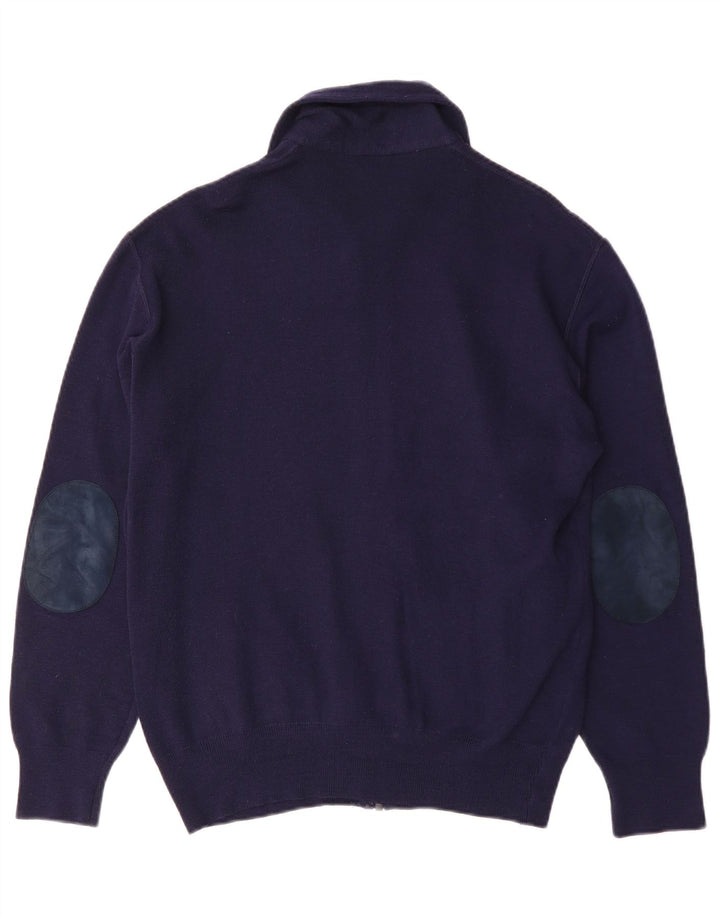 Maglione cardigan da uomo vintage in lana blu navy media