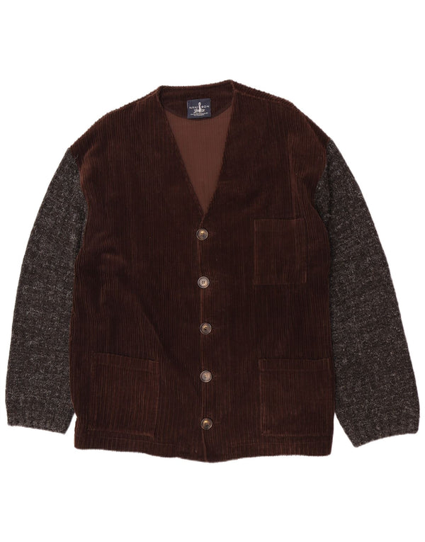 NANI BON Giacca da uomo in velluto a coste UK 52 XL Cotone color block marrone