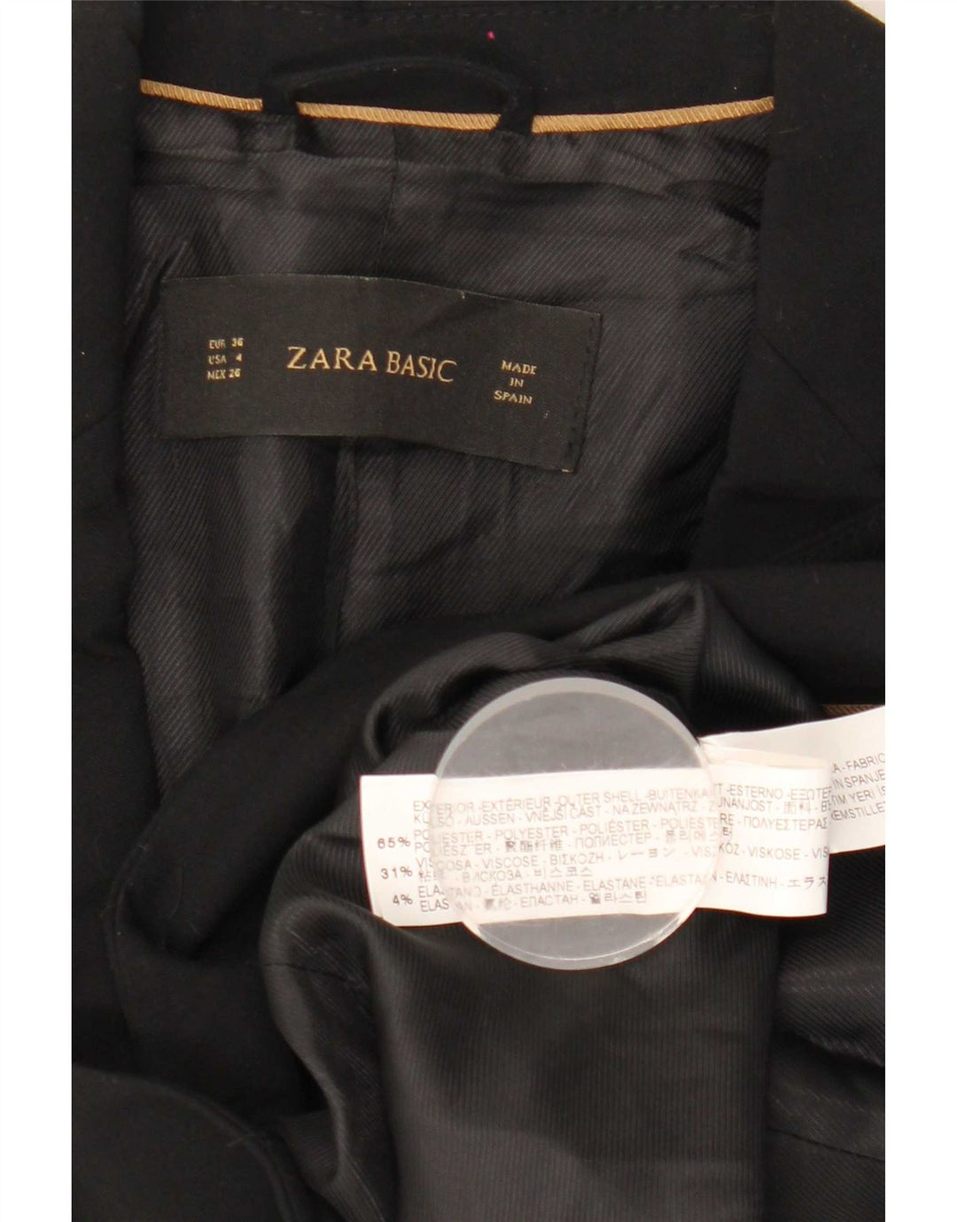 Giacca blazer a 1 bottone da donna Zara EU 36 XS poliestere nero