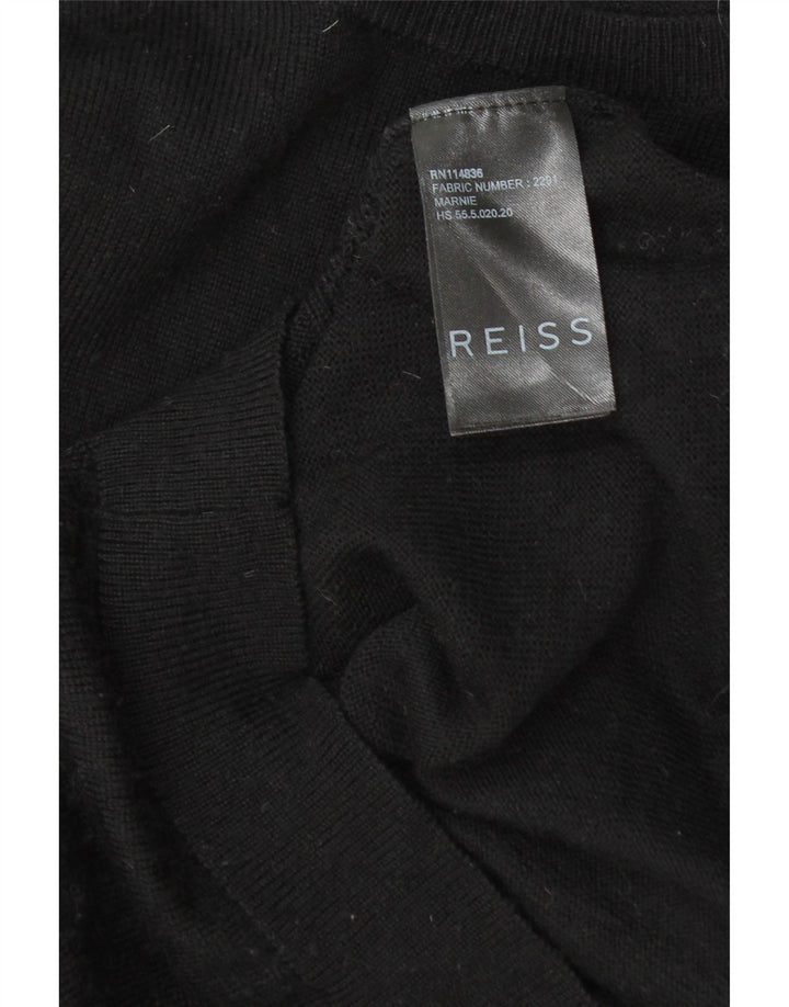 Maglione maglione con scollo a barca da donna Reiss UK 14 lana nera media