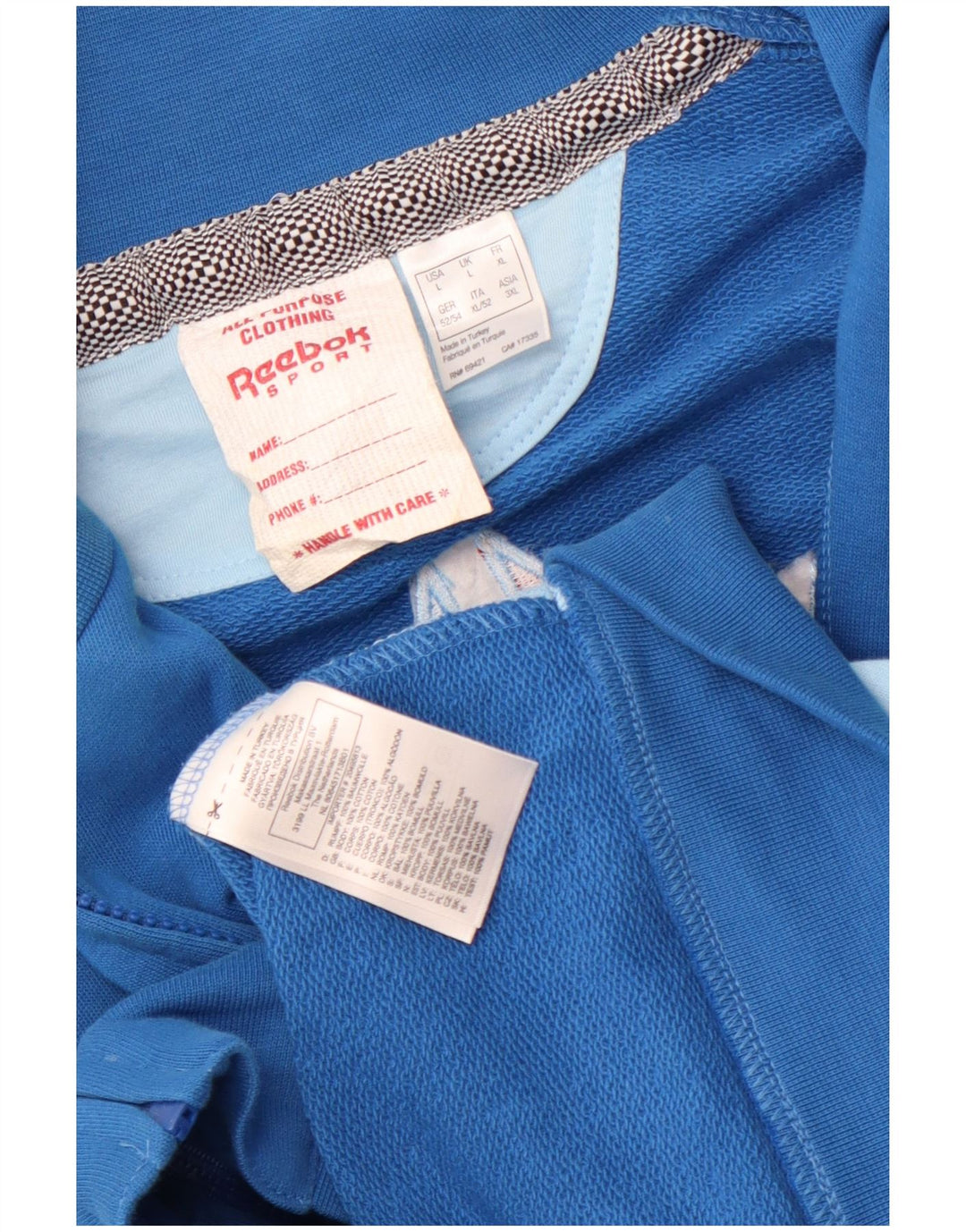 Giacca da ginnastica Reebok da uomo con grafica, giacca grande in cotone color block blu