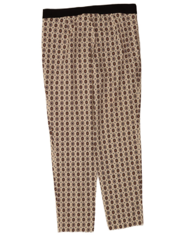 Zara Womens Straight Casual Trousers Medium W28 L28 White Geometric Cotton